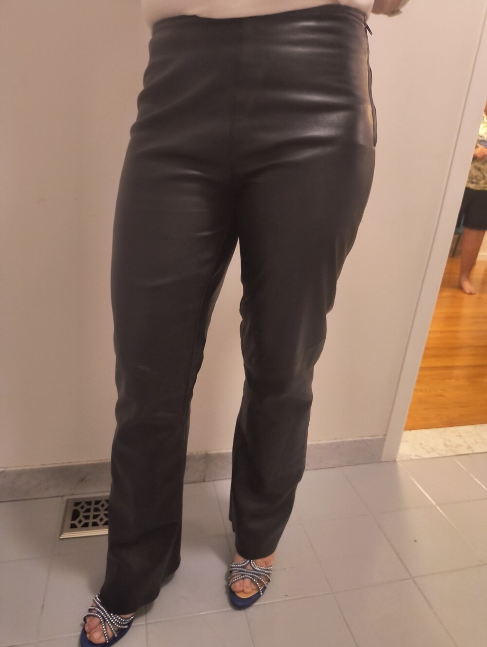 Black Leather Women’s Jeans - Sleek Straight Leg